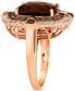 ფოტო #3 პროდუქტის Chocolate Quartz (4-3/4 ct. t.w.) & Diamond (1 ct. t.w.) Double Halo Ring in 14k Rose Gold