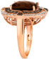 Фото #3 товара Chocolate Quartz (4-3/4 ct. t.w.) & Diamond (1 ct. t.w.) Double Halo Ring in 14k Rose Gold