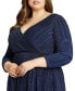 Фото #3 товара Women's Plus Size Shimmering Faux Wrap Cocktail Dress