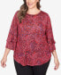 ფოტო #1 პროდუქტის Plus Size Paisley Dew Drop Knit Top with Ruffle Sleeves