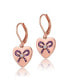 Фото #2 товара Kids/Young Teens 18K Rose Gold Plated with Infinity Ribbon Paved on Heart Shaped Dangle Earrings