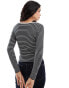 Vero Moda reversible long sleeve t-shirt in black and white stripe XS - EU 34 - фото #4