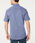 Фото #2 товара Men's Texture Check Stretch Cotton Shirt, Created for Macy's