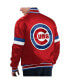 Фото #2 товара Men's Red Distressed Chicago Cubs Home Game Satin Full-Snap Varsity Jacket