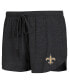 Women's Black, Gold New Orleans Saints Raglan Long Sleeve T-shirt and Shorts Lounge Set