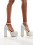 New look sparkle look platform heeled shoe in silver