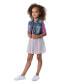 Little Girls One-Piece Mesh Skirt Dress with Denim Vest, 2-Pieces