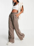Фото #3 товара Reebok high waisted wide leg trousers in taupe brown