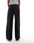 ASOS DESIGN bias cut relaxed trouser with linen in black