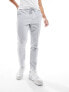 Фото #4 товара ASOS DESIGN slim cord trousers with pin tucks in light grey