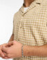 New Look textured check revere shirt in stone