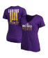 Фото #2 товара Women's Purple Los Angeles Lakers 2020 Nba Finals Champions Ready To Play V-Neck T-Shirt