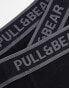 Фото #3 товара Pull&Bear 3 pack contrast grey waistband boxers in black