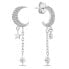 Фото #1 товара Silver dangle earrings Moon with zircons EA837W