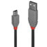 Фото #6 товара Lindy 0,5m USB 2.0 Type A to Mini-B Cable - Anthra Line - 0.5 m - USB A - Mini-USB B - USB 2.0 - 480 Mbit/s - Black - Grey