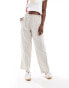 Фото #3 товара Vila linen touch pinstripe wide leg trousers in cream