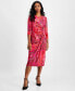 Фото #1 товара Petite Printed Knot-Waist Midi Dress, Created for Macy's