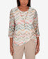 Women's Tuscan Sunset Textured Chevron Twisted Detail Crew Neck Top