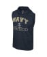 Men's Heather Navy Navy Midshipmen Varsity Sleeveless Hoodie Tank Top