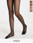 Lindex 4-pack 20 denier matt tights in black