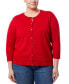 Plus Size Novelty-Button 3/4-Sleeve Cardigan Sweater