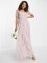 Anaya Bridesmaid puff sleeve maxi dress in muted blush