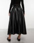 ASOS DESIGN faux leather full prom midi skirt in black