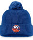 ფოტო #2 პროდუქტის Men's Royal New York Islanders Core Primary Logo Cuffed Knit Hat with Pom