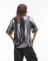 Topshop metallic shirt in gunmetal