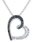 ფოტო #1 პროდუქტის Black & White Diamond Stylized Heart Drop 18" Pendant Necklace (1/6 ct. t.w.) in Sterling Silver