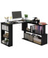 Фото #1 товара 360° Rotating Home Office Corner Desk and Storage Shelf Combo L-Shaped Table