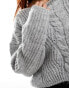 Фото #4 товара Stradivarius cable knit jumper in grey