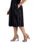 ფოტო #3 პროდუქტის Plus Size Belted Satin A-Line Midi Skirt