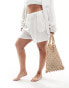 Фото #8 товара Esmee Curve stripe beach short co-ord in white