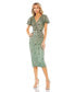 ფოტო #1 პროდუქტის Women's Embellished Faux Wrap Flutter Sleeve Dress