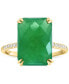 ფოტო #5 პროდუქტის EFFY® Dyed Jade & Diamond (1/20 ct. t.w.) Statement Ring in 14k Gold