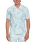 Men's Textured Short Sleeve Button-Front Tropical Palm Print Camp Shirt