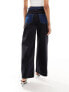 Object wide leg jean co-ord with contrast waistband in washed black