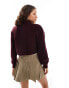 Monki cropped high neck jumper in burgundy