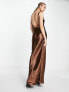 ASOS DESIGN scoop back bias cut satin maxi dress in chocolate