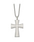 Фото #1 товара Chisel brushed with Laser-cut Edges Cross Pendant Rope Chain Necklace