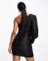 Фото #4 товара AX Paris sequin one shoulder mini dress in black