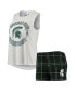 ფოტო #1 პროდუქტის Women's Hunter Green, White Michigan State Spartans Ultimate Flannel Tank Top and Shorts Sleep Set