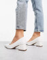 ASOS DESIGN Wide Fit Saint block mid heeled shoes in off white croc