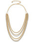Фото #1 товара Lucky Brand two-Tone Crystal & Chain Multi-Row Statement Necklace, 17" + 3" extender