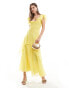 ASOS DESIGN ruffle midi dress with flutter sleeves in yellow