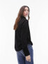 Фото #8 товара Topshop long sleeve textured top in black