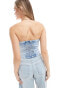 Фото #4 товара Tommy Jeans Denim Strapless Bustier Top in Blue Grey