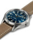 ფოტო #3 პროდუქტის Men's Swiss Automatic Khaki Field Brown Leather Strap Watch 42mm
