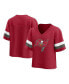 ფოტო #3 პროდუქტის Women's Red Tampa Bay Buccaneers Established Jersey Cropped V-Neck T-shirt